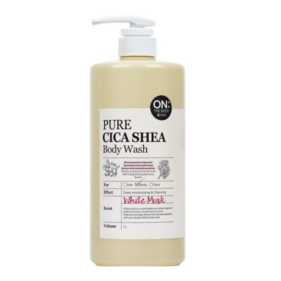 On The Body Pure Cica Shea Body Wash 1000ml with White Musk Scent
