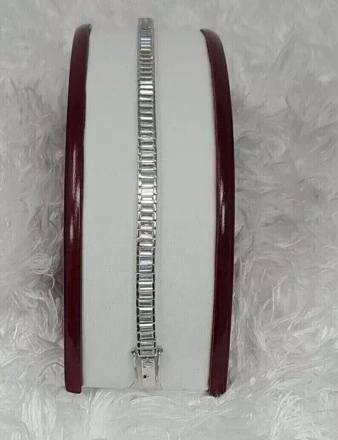 Lab Created 7Ct Baguette Diamond Pretty Tennis Bracelet 14k White Gold Plated!!