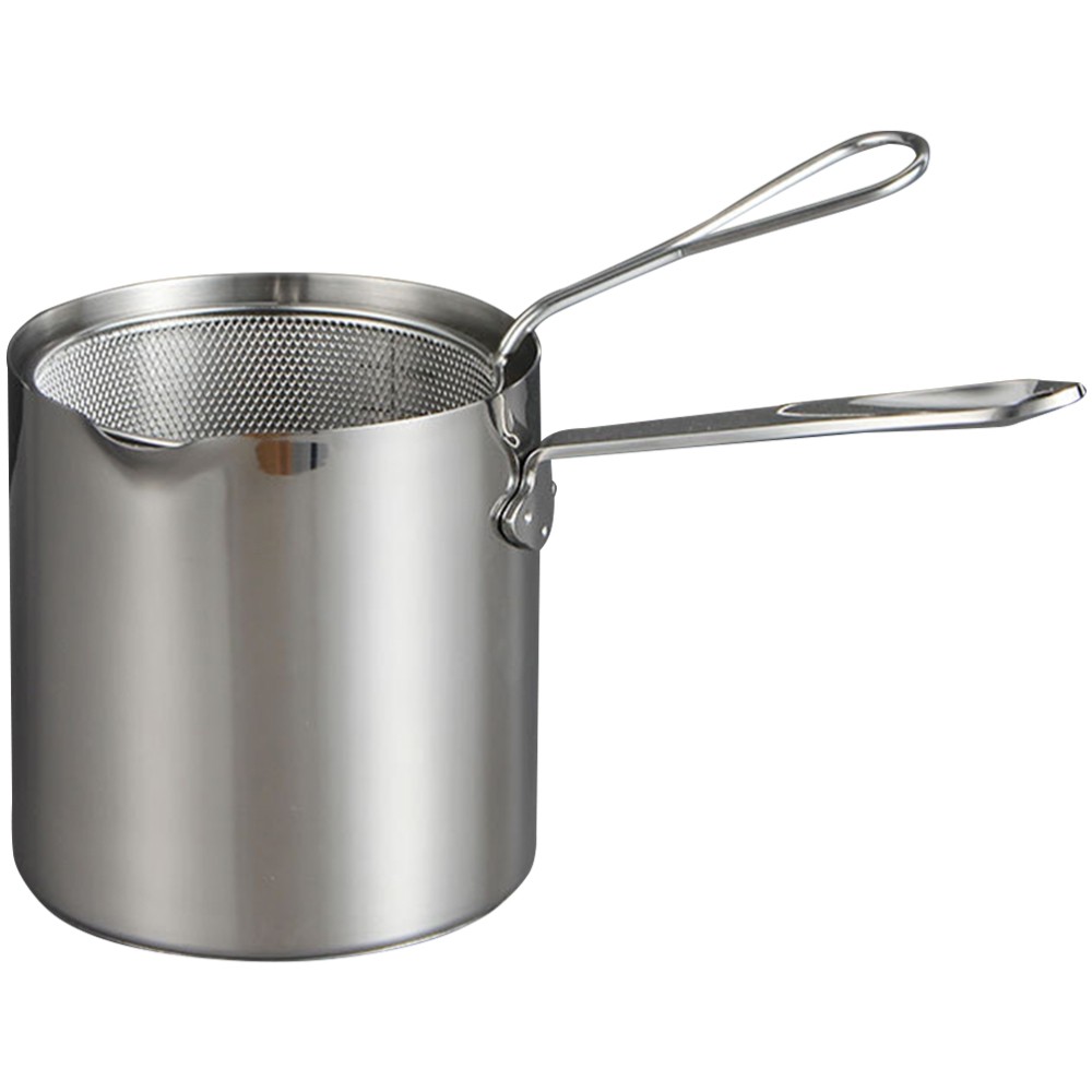 Stainless Steel Deep Fry Pan with Lid and Basket for Dad Skillet Cooking  