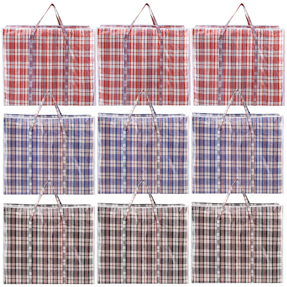 9 Pack 108L Large Checkered Moving Storage Bags for Travel & Organizing