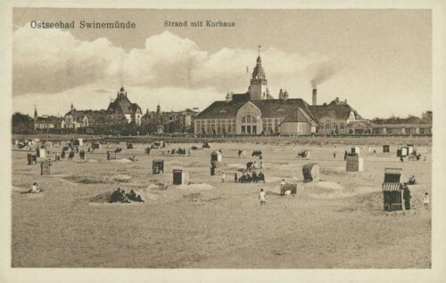 Ansichtskarte Swinemünde Strand mit Kurhaus 1932   (Nr.820)