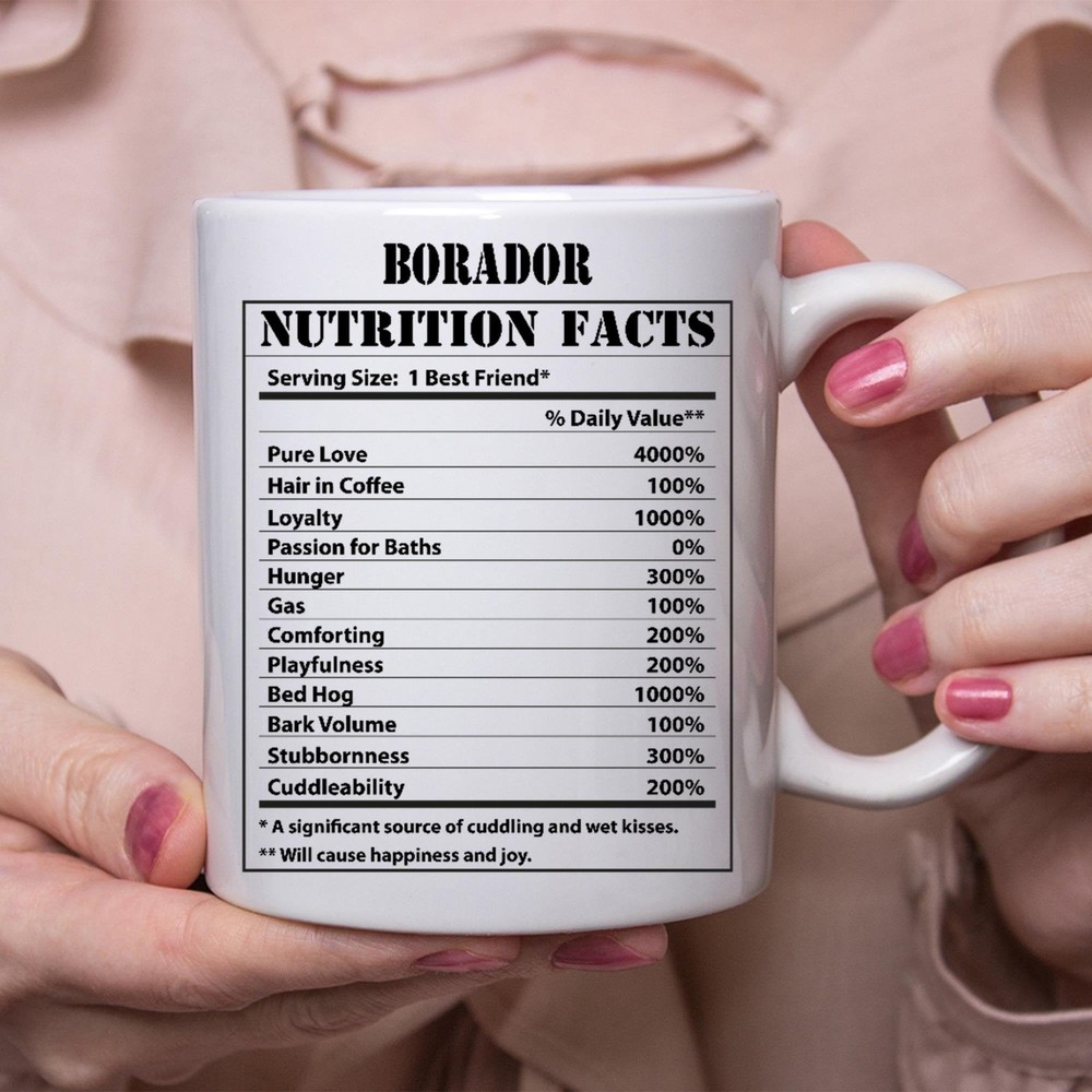 Funny Borador Gifts Nutritional Facts White Coffee Mug