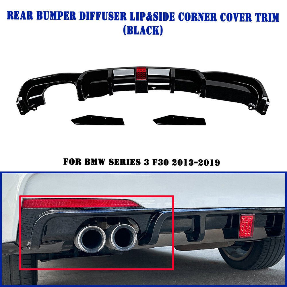 Rear Bumper Diffuser Lip+Side Corner Trim For BMW F30 3-Series M-Sport 2013-19 B