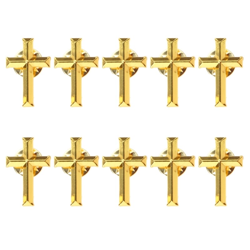 10 PCS Metal Badge Fashion Accessory Cross Brooch Pins Alloy Material Lapel Pins