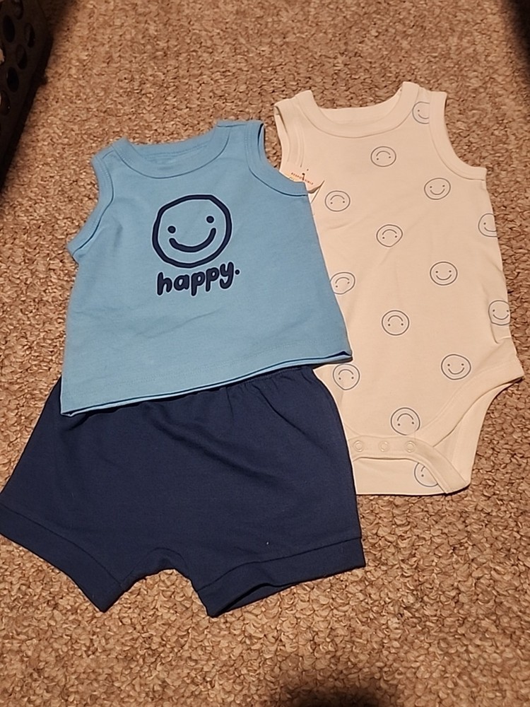 3-6 Months Boys 3 Piece Tank & Shorts Set Nwt Cat & Jack