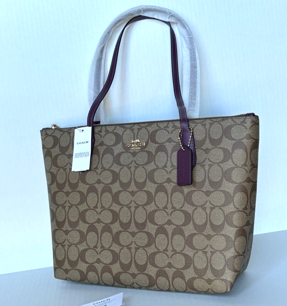 Coach Zip Top Tote in Signature Canvas - Im/Khaki Sedona (4455)