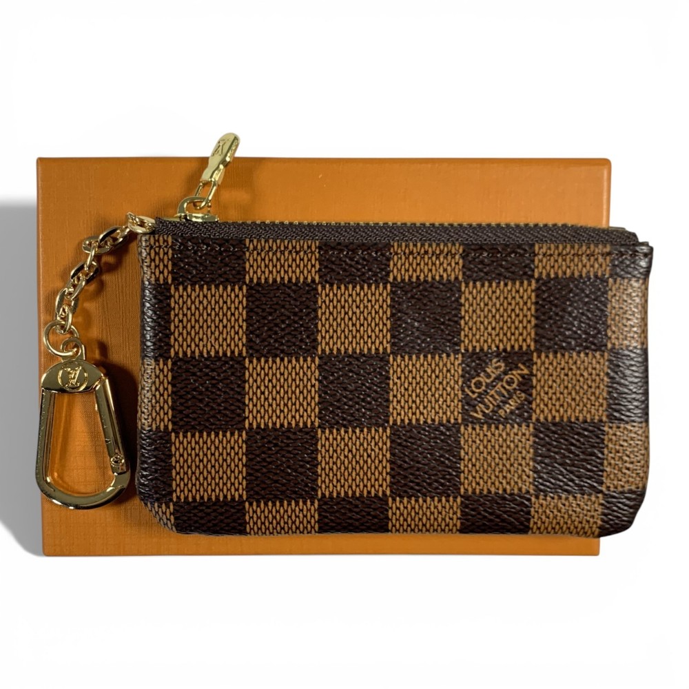 Louis Vuitton Damier Ebene Key Pouch Wallet w/ Gold Chain & Clip | Pre-Owned
