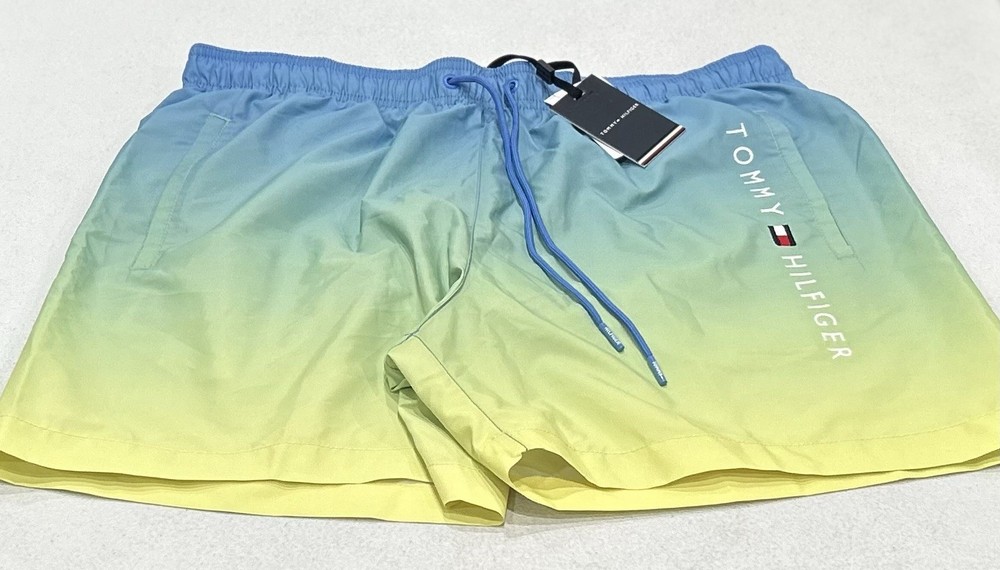 Tommy Hilfiger Mens Regular Fit Swim Trunks Multi Color Size M