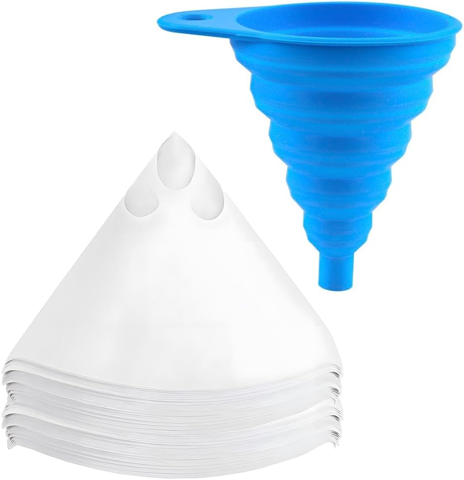 100PCS Disposable Car Paint Strainers with Silicone Funnel Filter for Smooth Painting