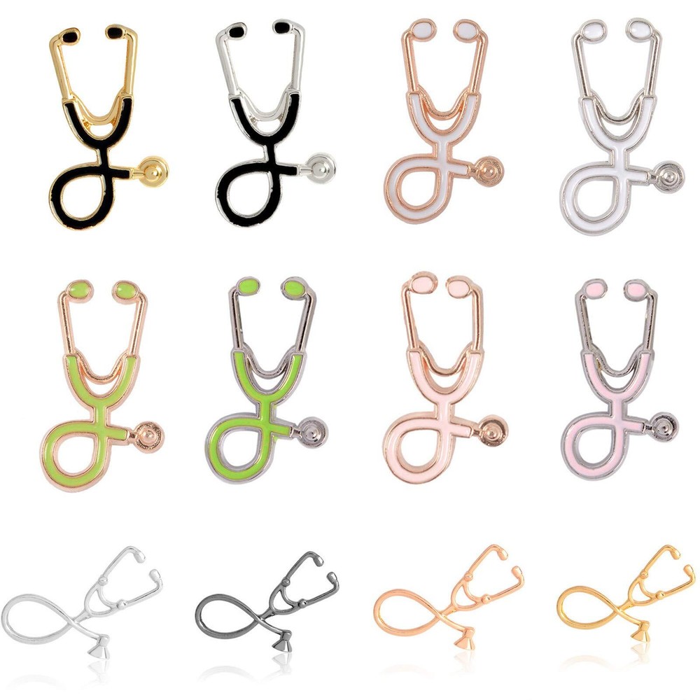 11 Pcs/Set Stethoscope Brooch Pins Stethoscope Enamel Lapel Pin Medical Stude...