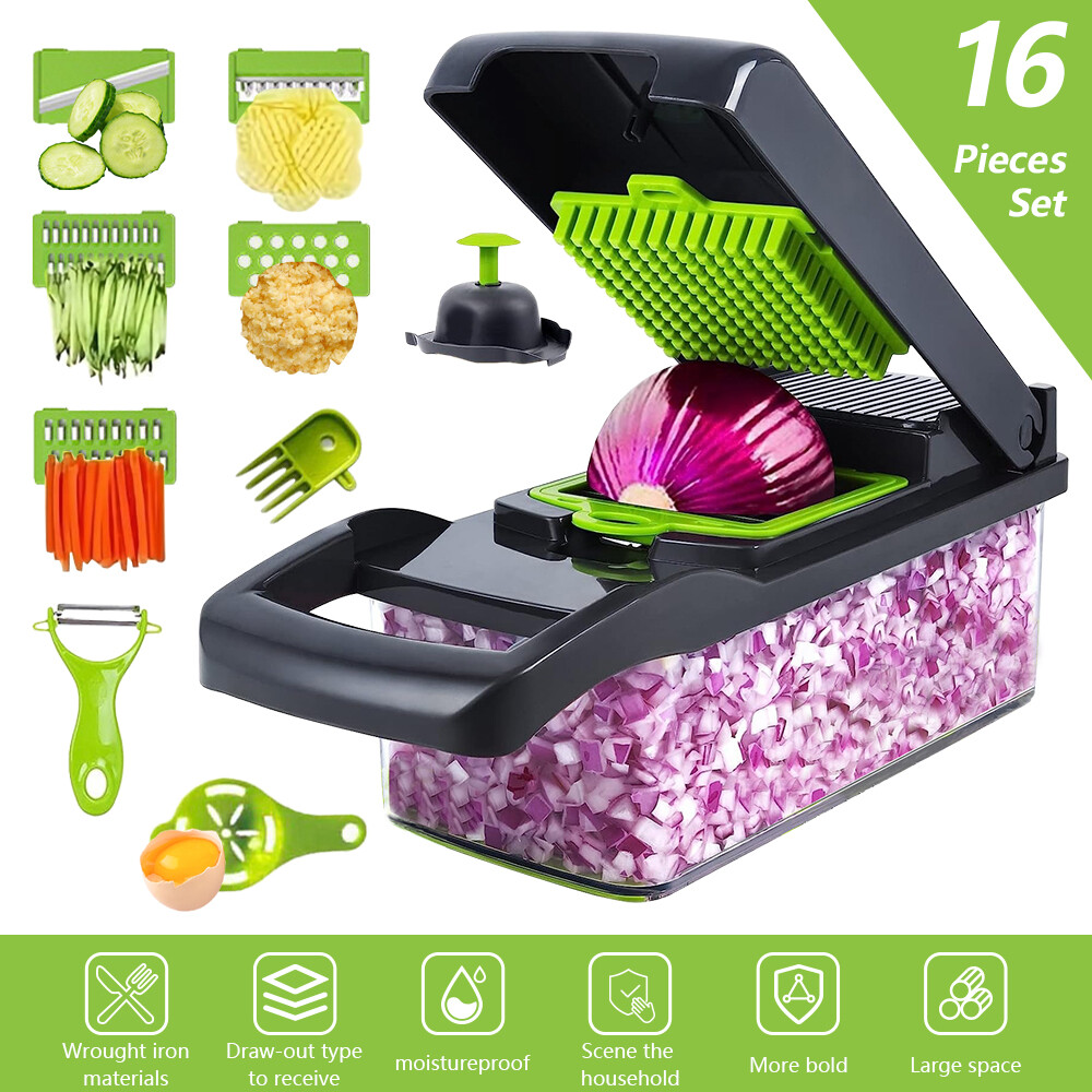 16-In-1 Vegetable Fruit Kitchen Chopper Cutter Food Onion Veggie Dicer Slicer US