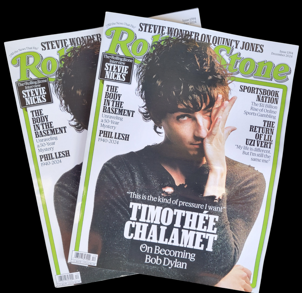 TIMOTHEE CHALAMET Rolling Stone Dec 2024 BECOMING BOB DYLAN Uzi Vert STEVIE NICK