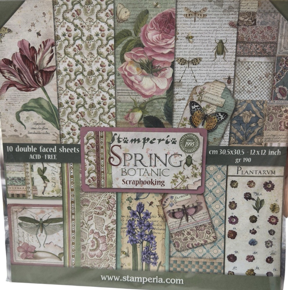 Stamperia Spring Botanic 12x12 Scrapbook Paper Pad 10 Double Sided