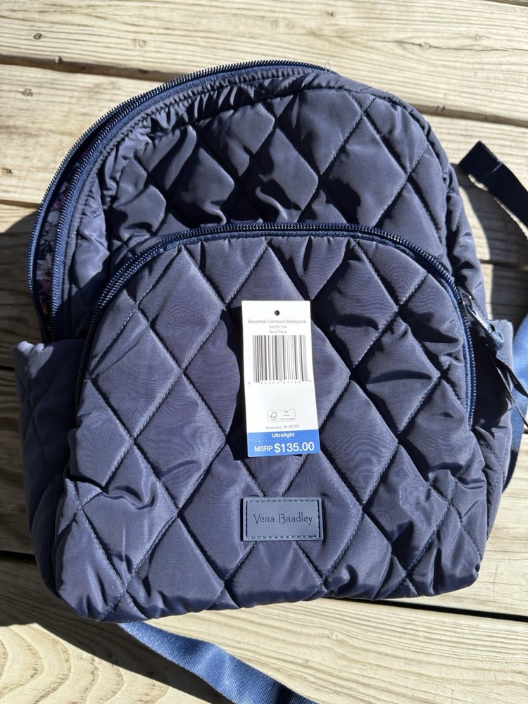 Vera Bradley Navy Blue Compact Backpack for Everyday Use