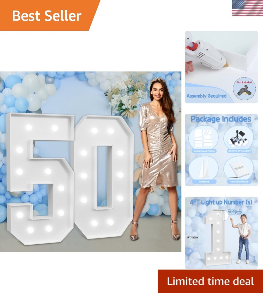 Marquee Numbers Large 50th-Birthday Decorations: 4ft Light Up Number Party De...