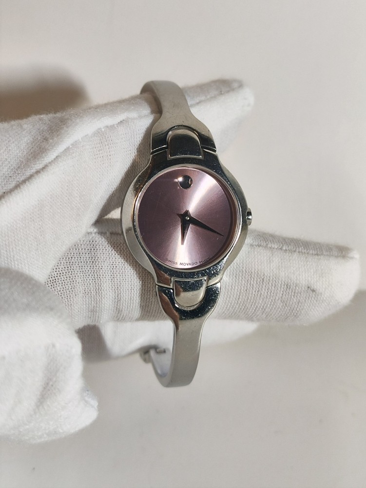 Movado Kara Ladies Silver-Tone Swiss Quartz Watch with Pink Dial