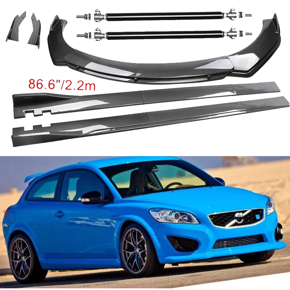 Carbon Fiber Front Bumper Lip Spoiler & Side Skirt Kit for Volvo C30 C40 C70 - 86.6