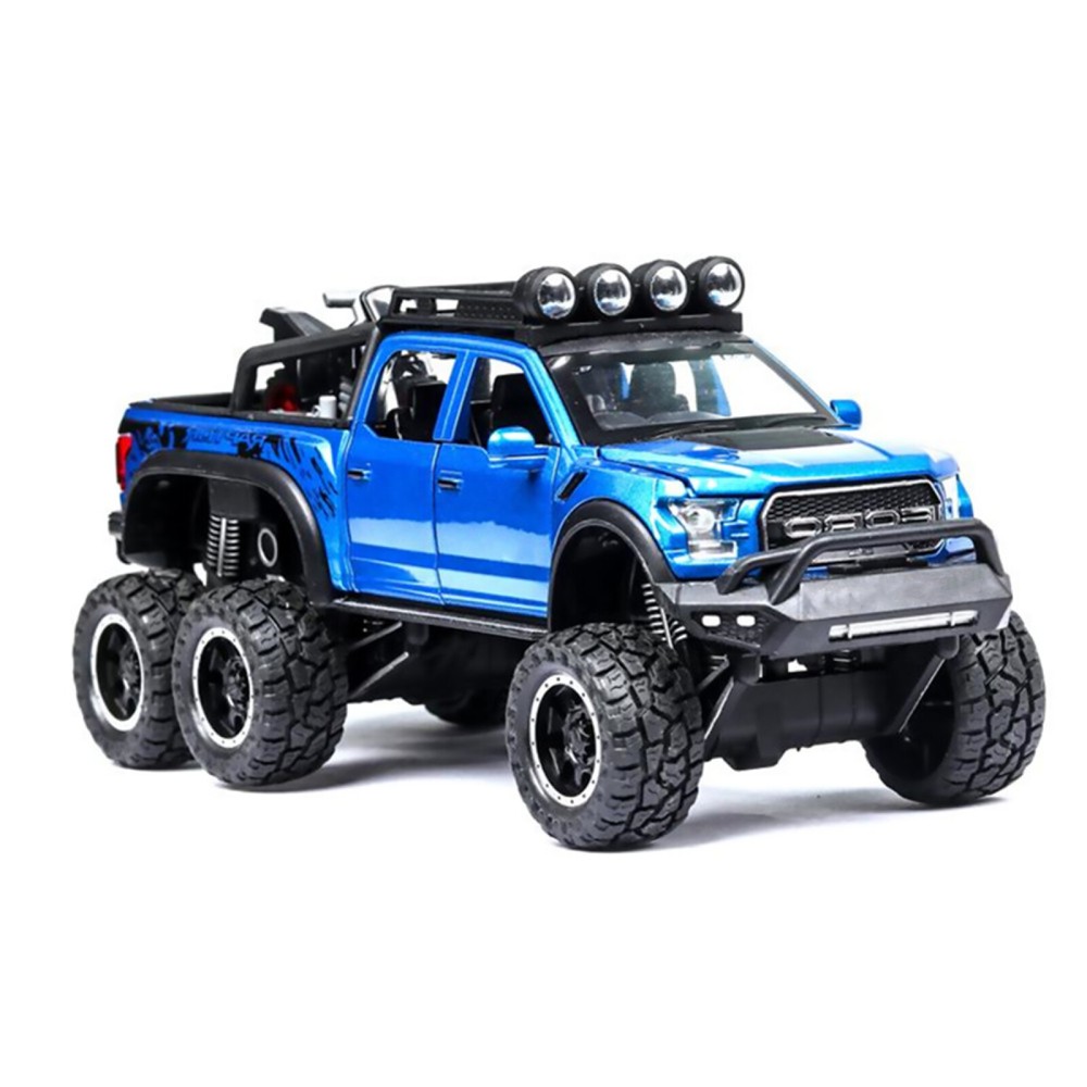 Durable Ford Raptor F-150 Pickup Truck Offroad Pull Back Vehicle 1/24 Model Car;