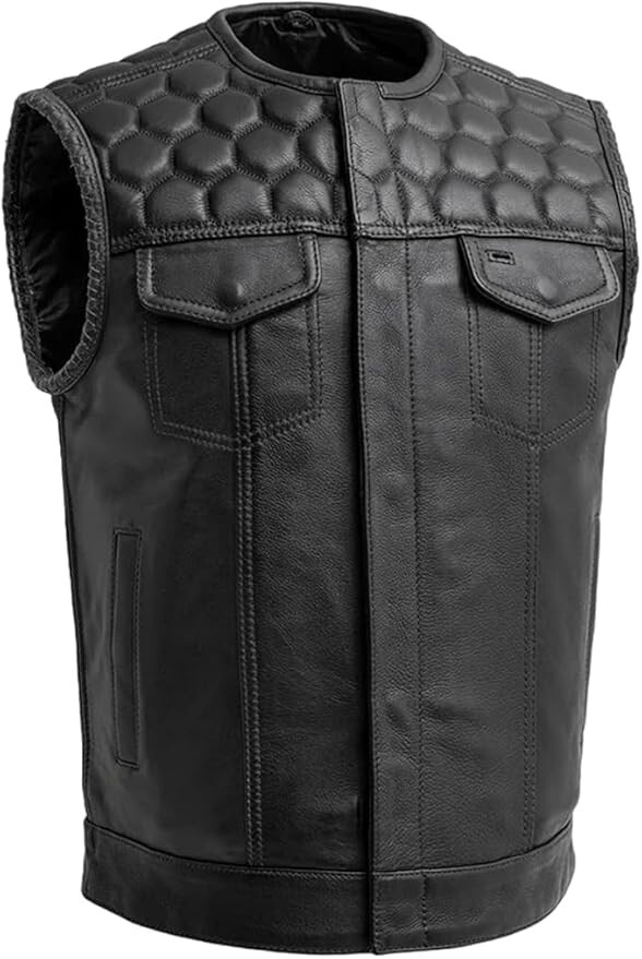 Men's Riding Biker Leather Vest - Classic Rider Hunt Club Hornet Motorcycle Vest