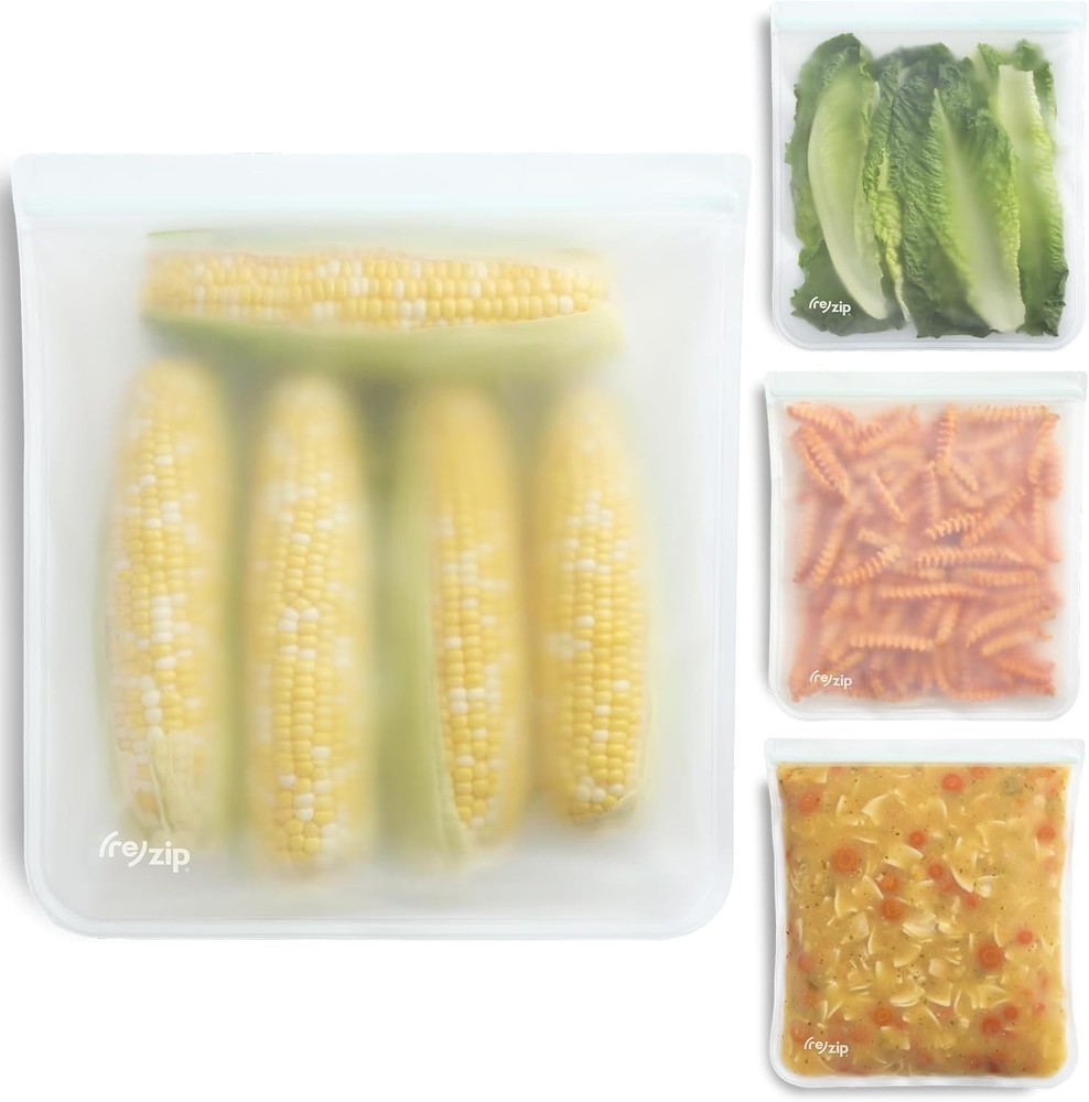 (re) zip Gallon Reusable Storage Bags, BPA-Free, Leakproof, Food-Grade 100% F...