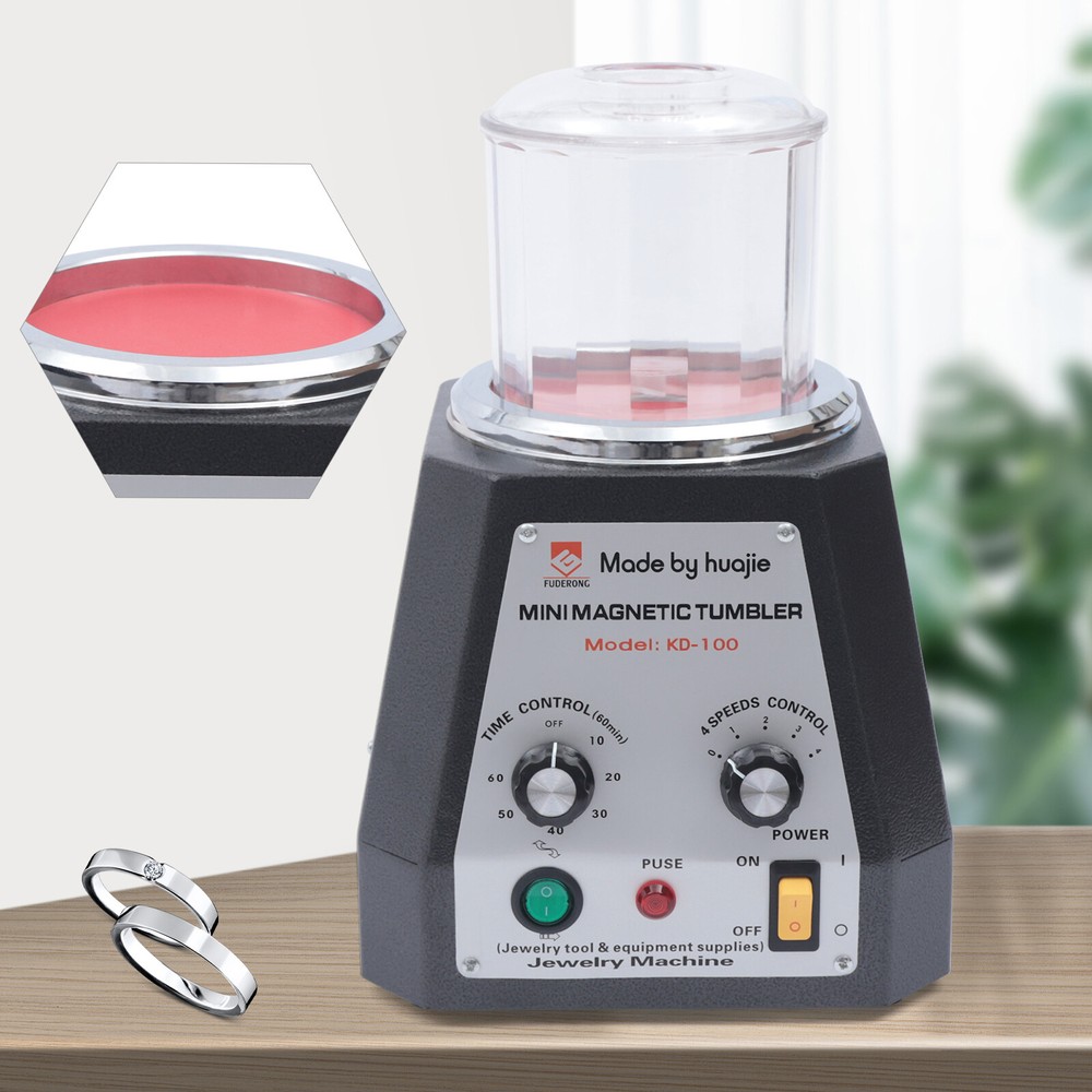 Magnetic Tumbler Jewelry Polisher 100mm 4-Speed Timer Control Machine