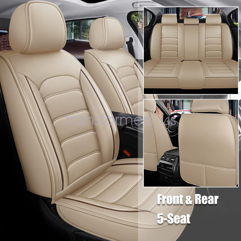 Leather Car Seat Cover Fits Mercedes-Benz 5-Seat Front Rear Full Set Protector