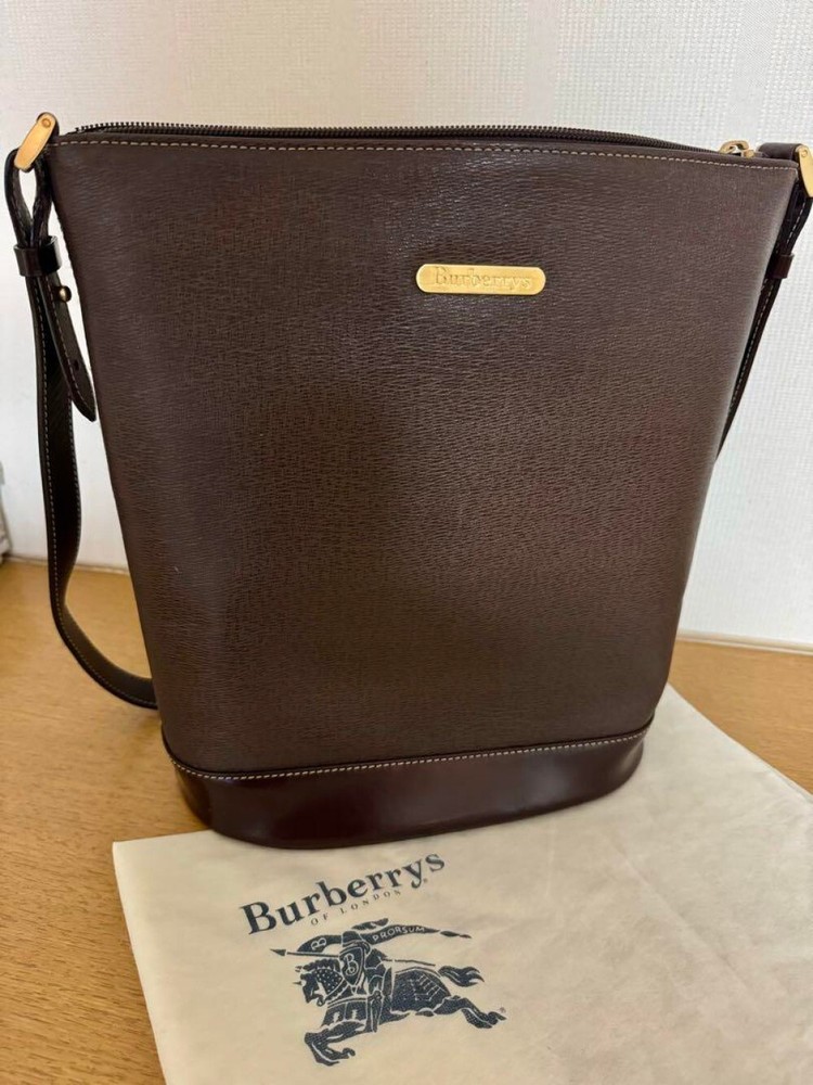 Burberry Shoulder Bag Nova Check Leather Brown Authentic F1204251