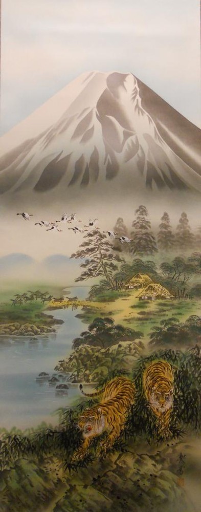 Hanging Scrolls Moriyama Sayama Water Silk Moto Rare Axis Tea Utensils Scroll