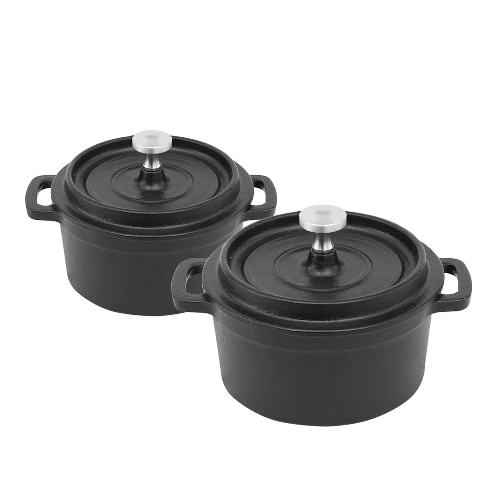Mini Cocotte 8 oz Mini Dutch Oven 0.25 qt. Cast Iron Garlic Roaster for Oven ...