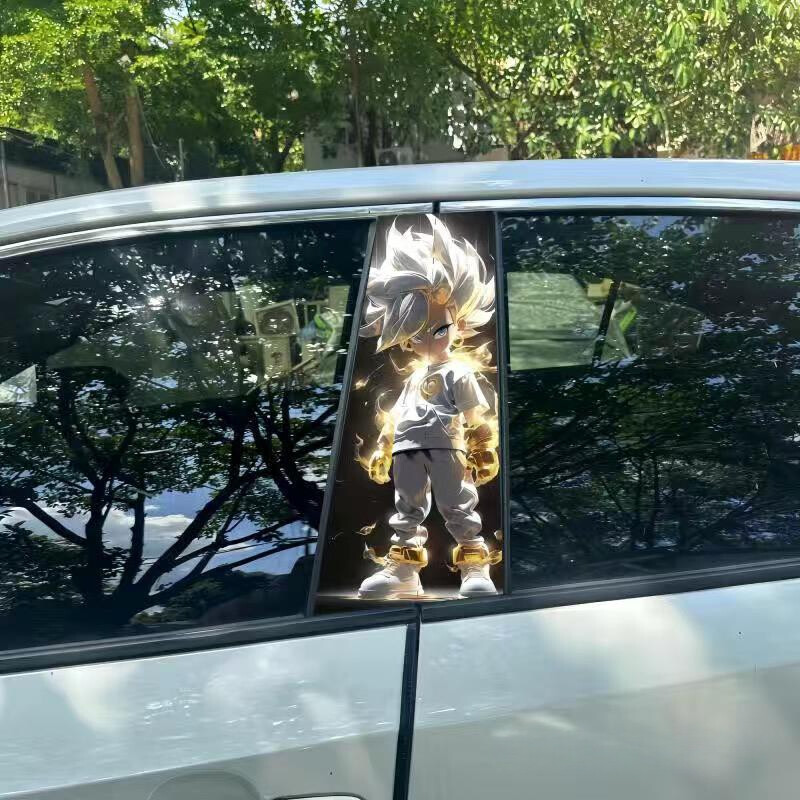 2ピースパーソナライズ漫画カーセンターピラーステッカーBピラー保護フィルム