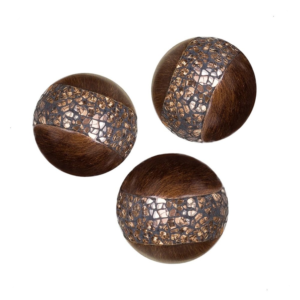 Schonwerk Brown Walnut Decorative Orbs for Bowls and Vase Fillers (Set of 3) ...