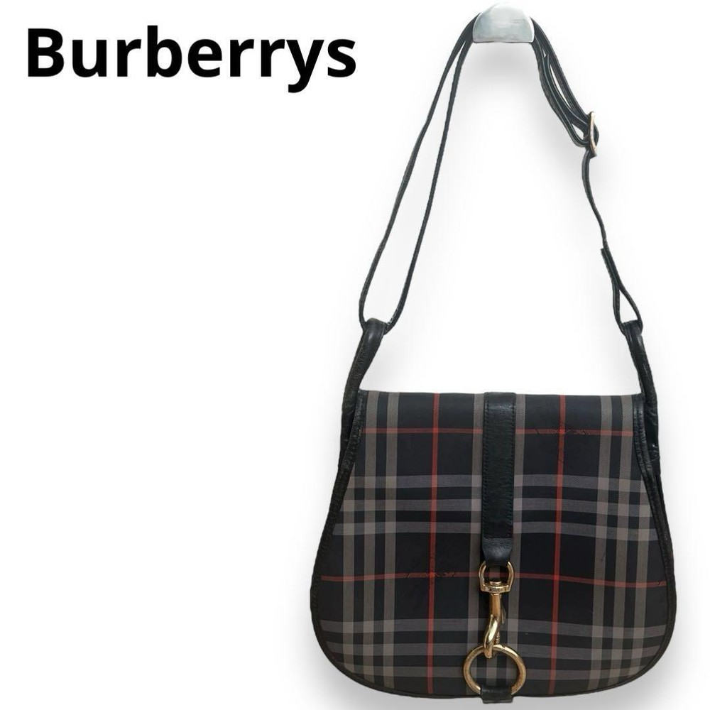 Burberry Shoulder Bag Nova Check Canvas Navy Authentic F09171071