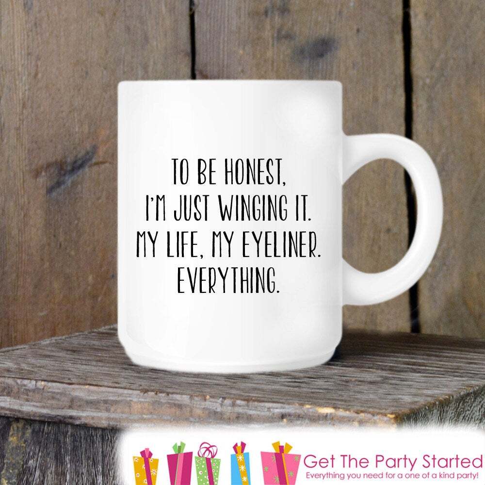 Coffee Mug Winging Life Funny Novelty Ceramic Mug Humorous Quote Mug Funny