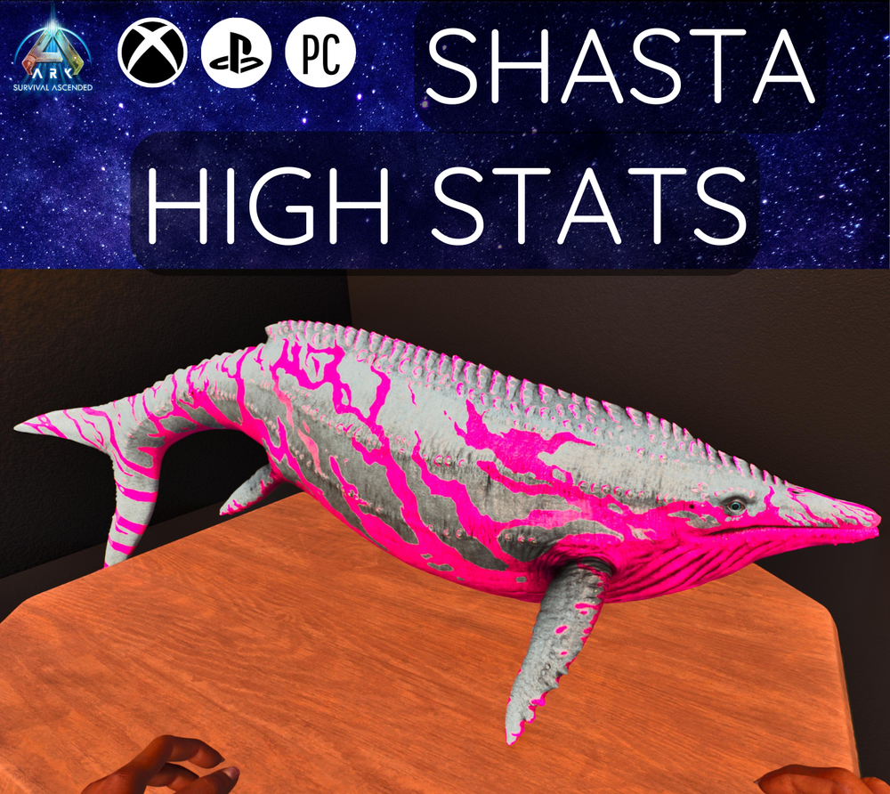 Ark Ascended Official PVE PS5 XBOX PC SHASTASAUR  HIGH STATS COTTON CAND CLONE