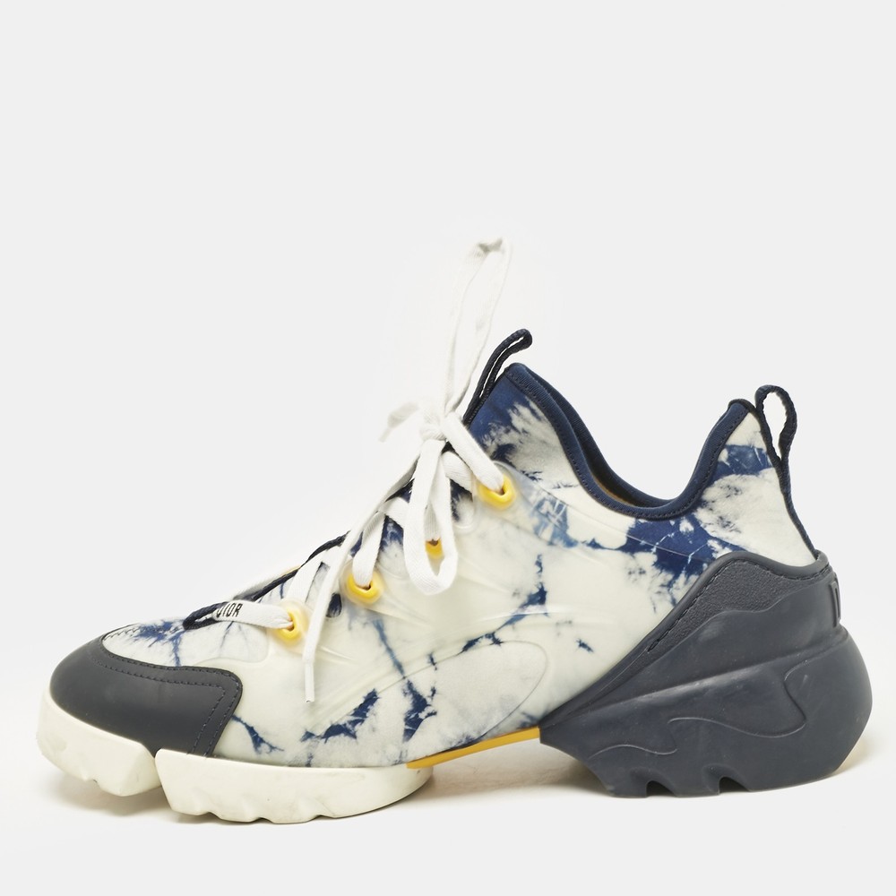 Dior D-Connect Two-Tone Leather & Fabric Low Top Sneakers Size 39.5