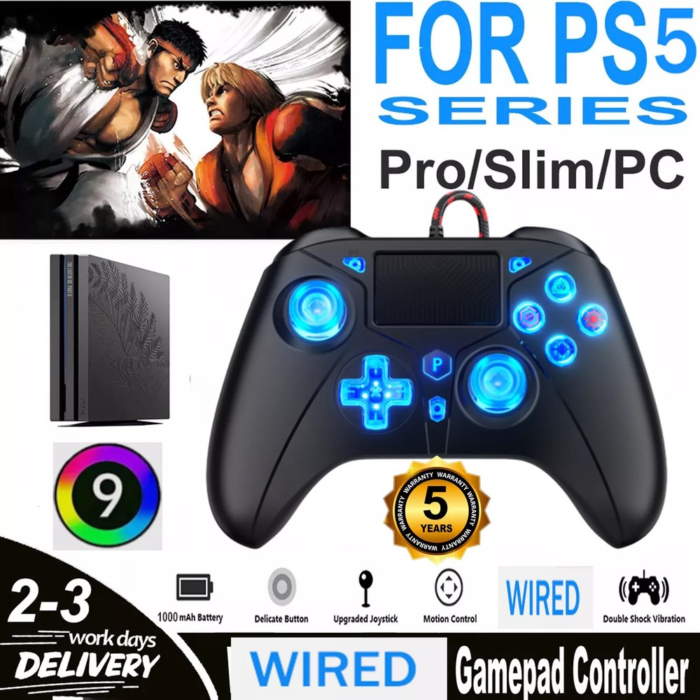 For Sony PlayStation4 PS4/PS5 Wired Controller Dual Vibration Gamepad Wired