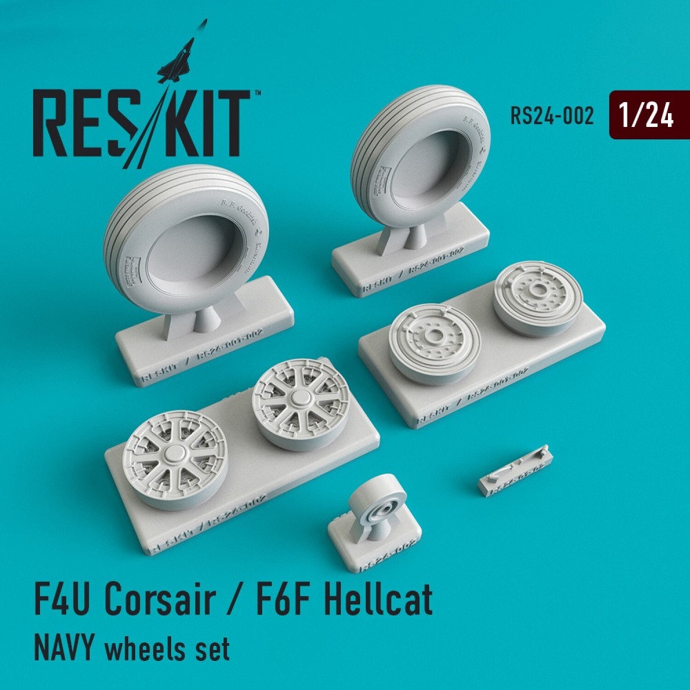 F4U Corsair / F6F Hellcat NAVY Wheels Set 1:24 ResKit RS24-0002