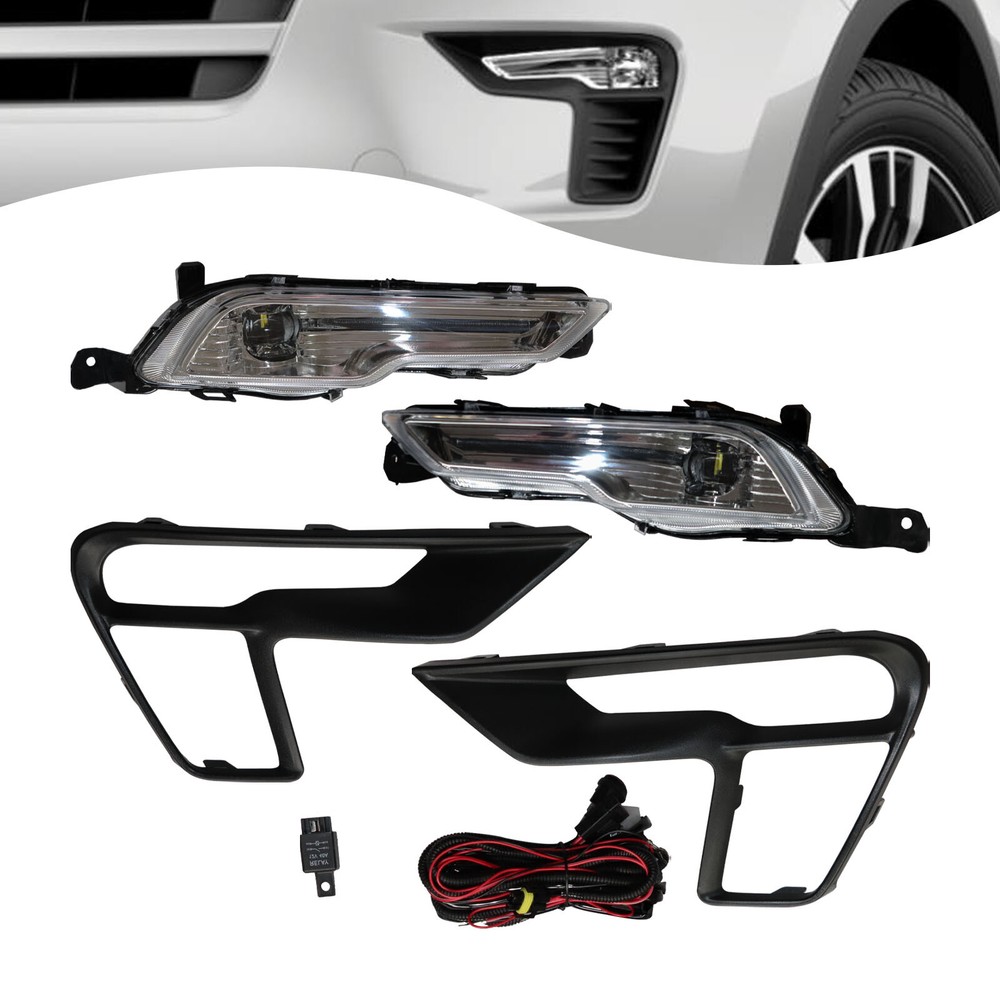 1 Pair For 2018 2019 Ford Explorer Clear LED Fog Light Kit w/ Switch Bezel Wire