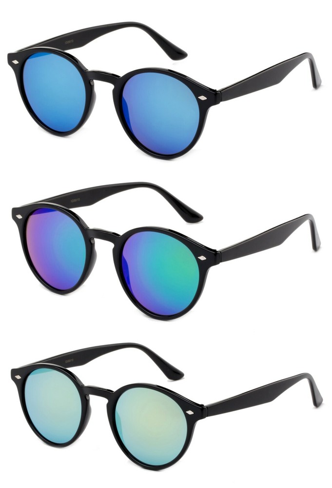 Vintage Round Horn-Rimmed Sunglasses for Women with Keyhole Bridge