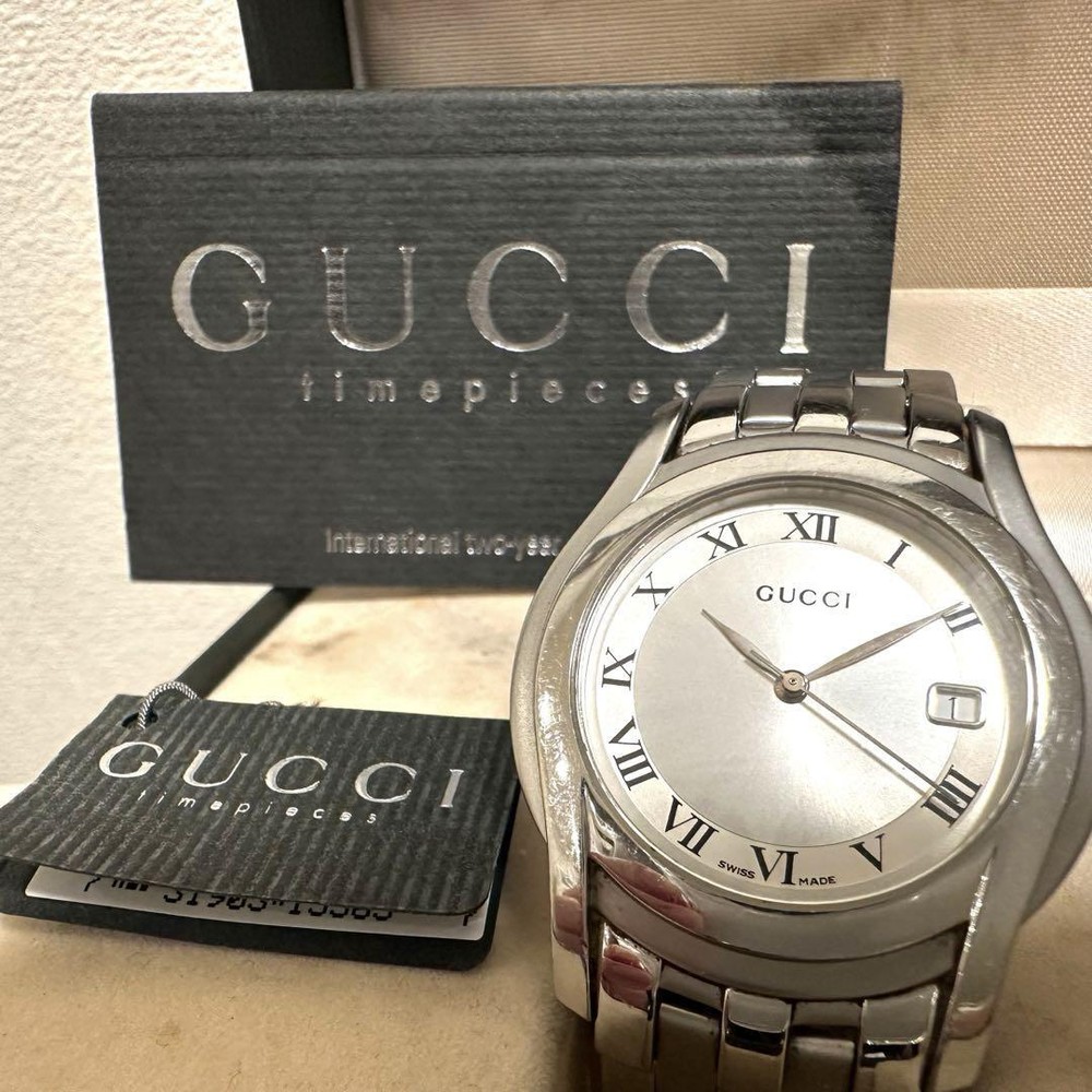 GUCCI watch 5500M complete with accessories, new battery Silver quartz Men