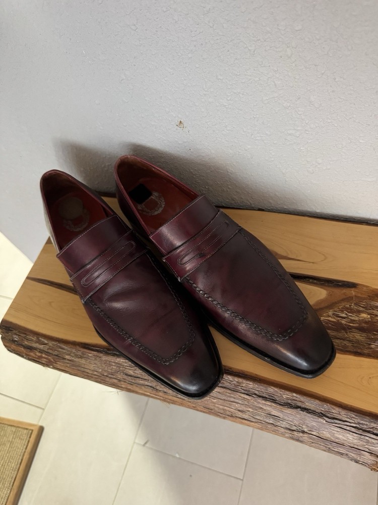 Mezlan Oxblood Burgundy Leather Penny Loafers Men Size 11.5 Made in Spain