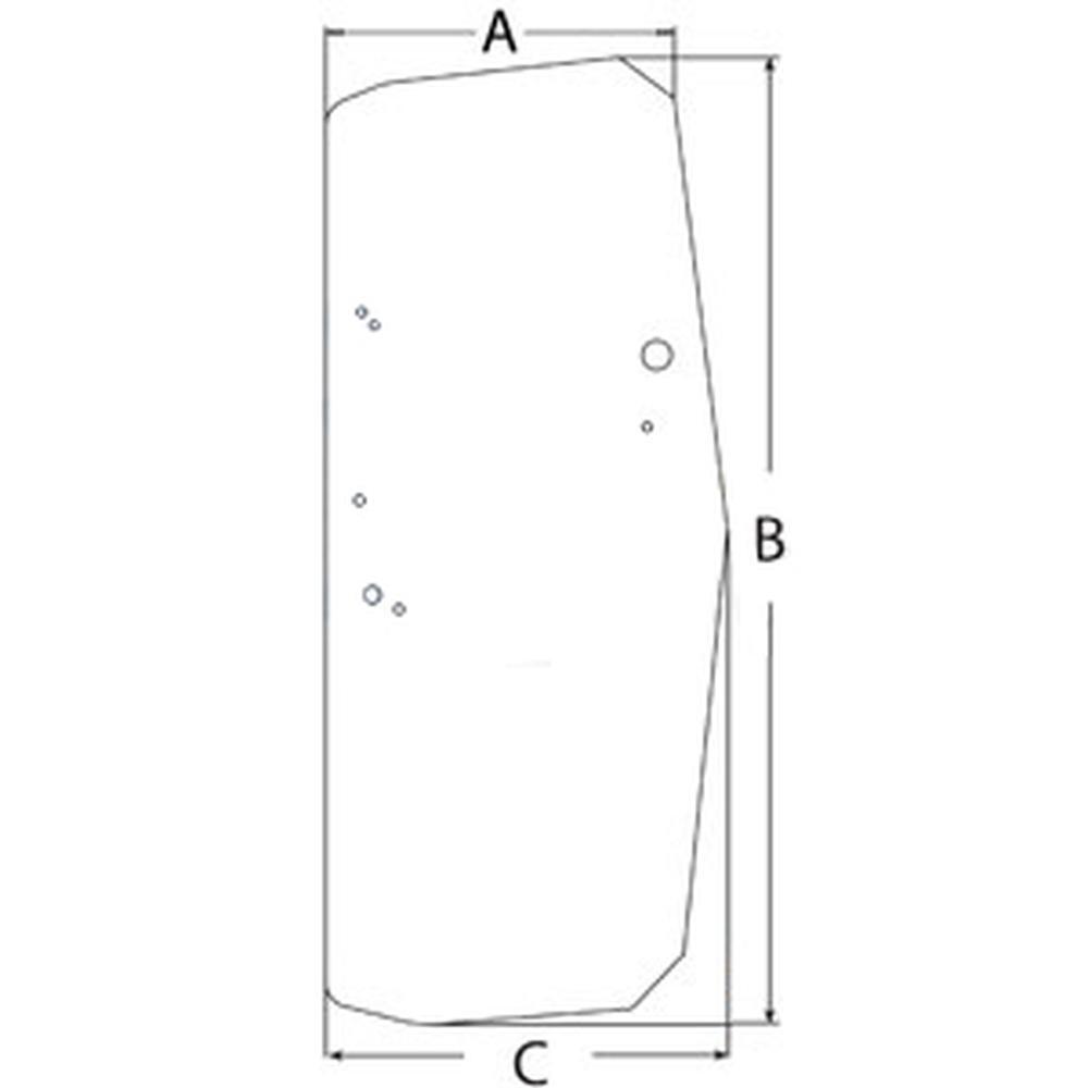 Fits John Deere T205160 Dozer Right Hand Cab Glass 450J 550J 650J 700J 750J 850J