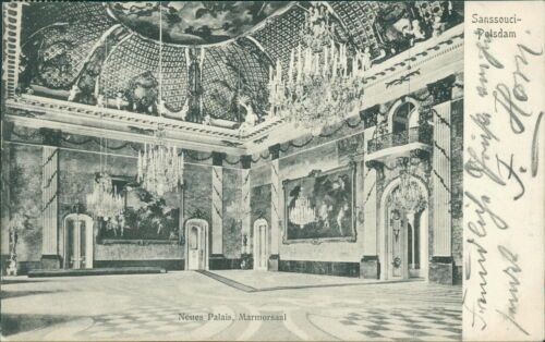 Postcard Sanssouci-Potsdam New Palace Marble Hall 1906 (No.895)