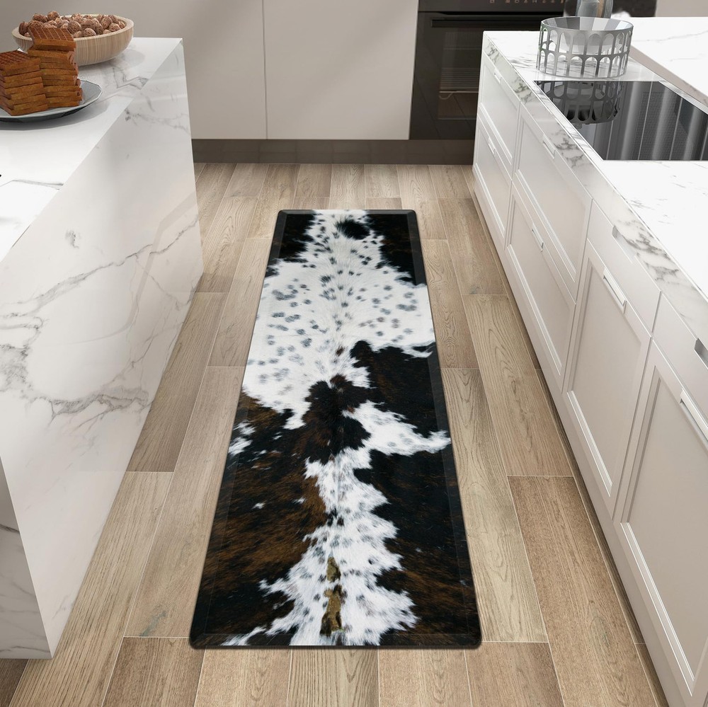 Cowhide Kitchen Mat Cushioned Anti Fatigue - 1/2 Inch Thick Western Cow Kitch...