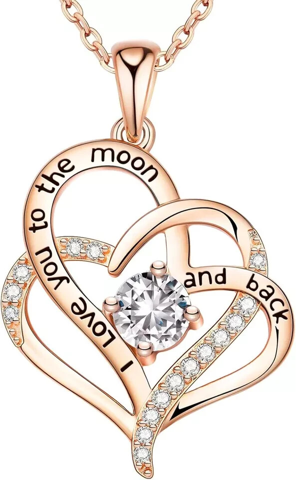 Valentines Day Gift Heart Necklace Women 925 Sterling Silver Birthstone Zirconia-image