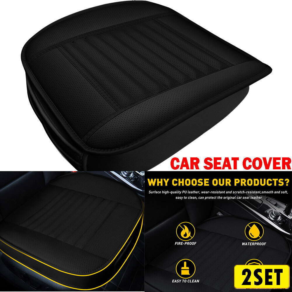 2X Universal Car Seat Cover PU Leather Full Surround Cushion Auto Interior Cover