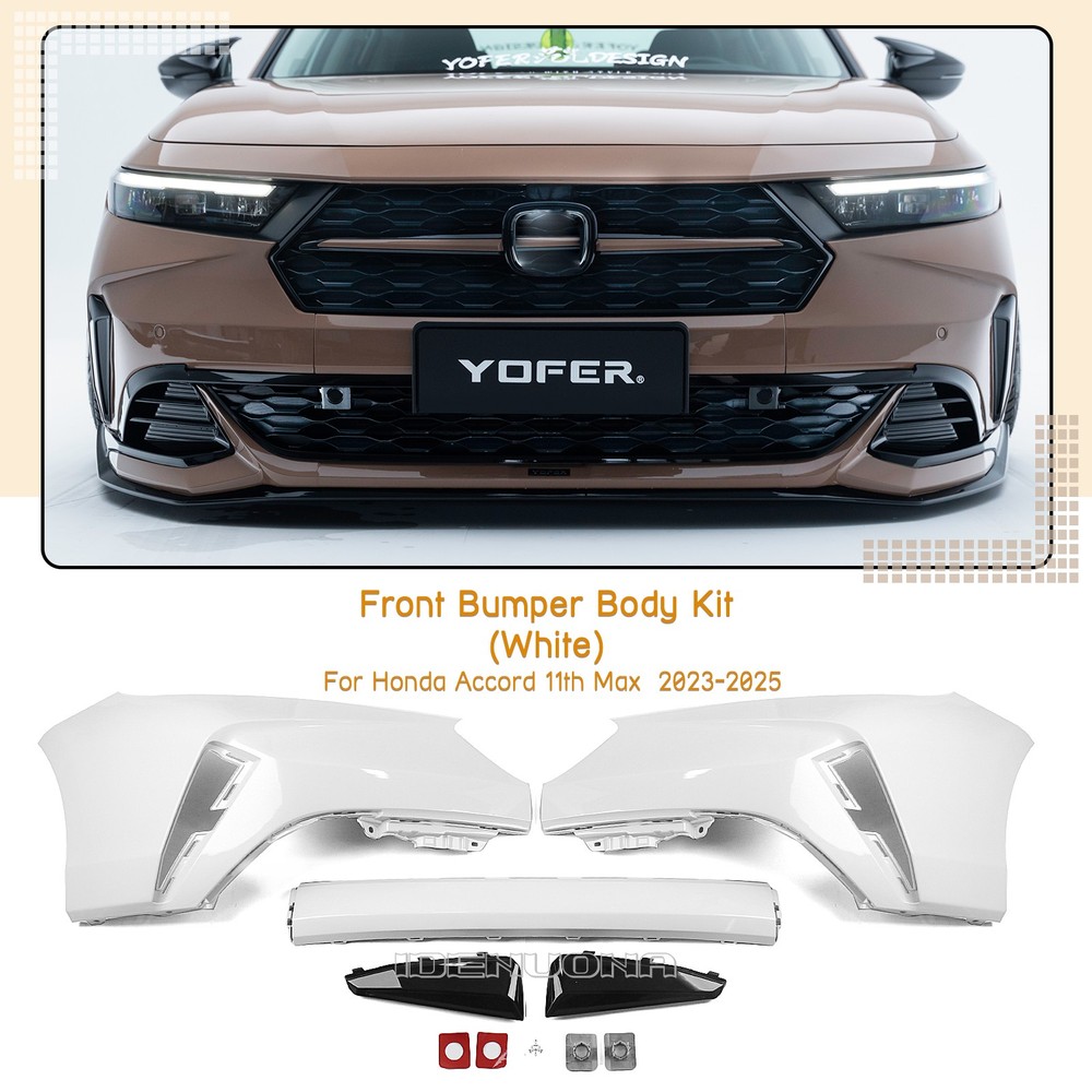 Car White Front Bumper Cover Bodykit Fit For Honda Accord 2023-2025 YOFER