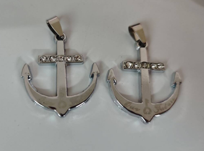 Free shipping of 5pcs ship's anchor couple titanium steel pendants 36x31mm