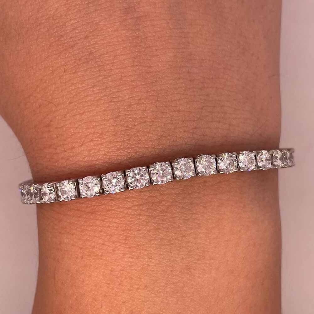 5.9Ct Round Certified Moissanite Tennis Unisex Bracelet in 14K White Gold Plated