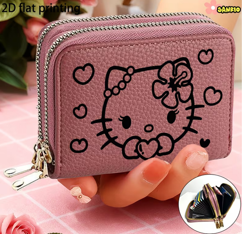Hello Kitty Red Wallet Zip Around Cute Kawaii Card Holder Coin Purse Sanrio